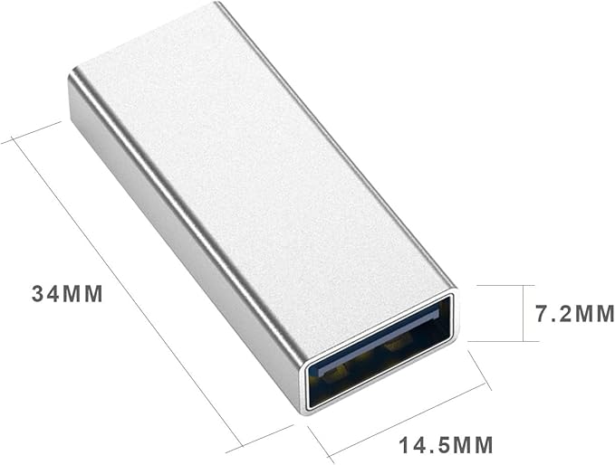 8Pack USB Female to Female Adapter for Connecting Two USB Male Ends Devices,Usba Extension Connector Compatible with MacBook Pro/Air, IPad Pro Google Pixel,Apple Etc.（Silver）