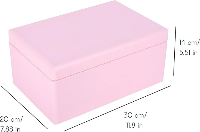 Large Pink Wooden Box Storage with Hinged Lid | 11.8 x 7.87 x 5.51 inches (+-0.5) | Gift Box Kitchen Storage | Product NOT Intended for 15 Years OR Below
