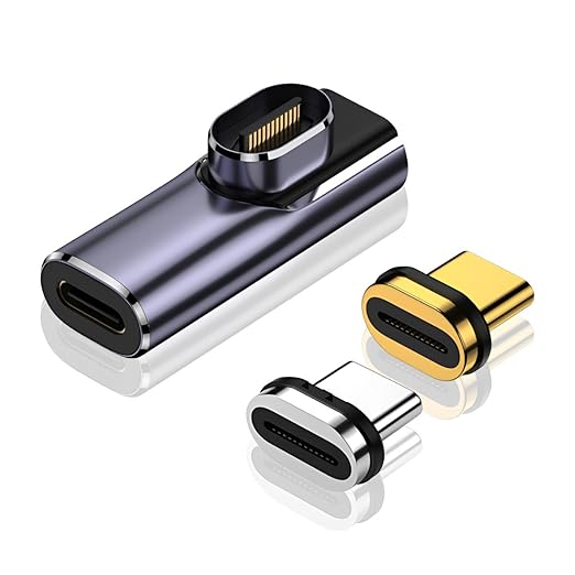 Upgraded Magnetic USBC to USB C Adapter, 140W PD Fast Charging, Thunderbolt 4 Type-C 4.0 Extender, 40Gpgs Elbow 90 Degree for MacBook Pro 2022 2021 2020 2019 2018 16 15 14 13 Inch Fast Charging