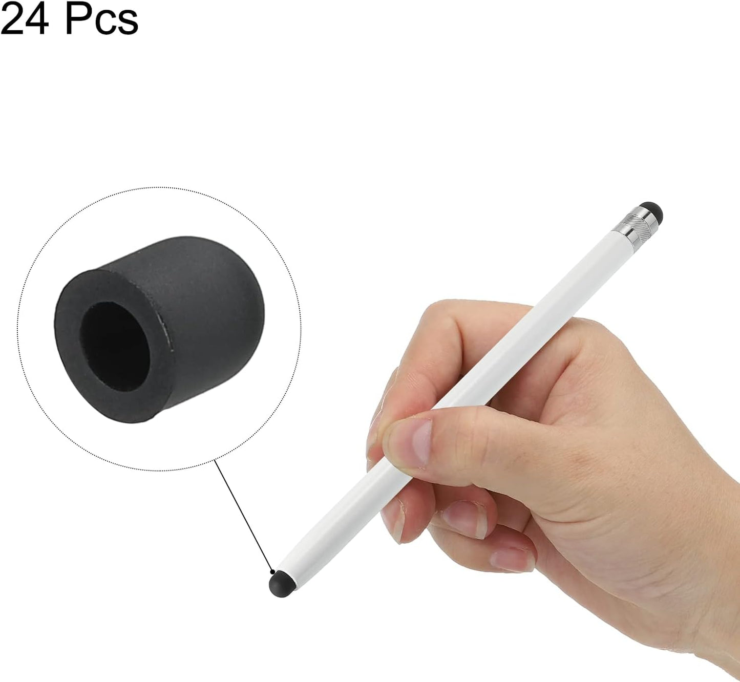 MECCANIXITY 24pcs 6mm Stylus Pen Fine Tips for Conductive Rubber Capacitive Touch Screen, Universal Replacement