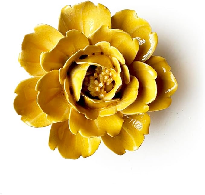 CHIVE ‘Coral’ Artificial Plant — Beautiful, Decorative Ceramic Flower — Unique Tablescape Piece — Small Set of 3 (Mint Flower, Small Green Succulent, Yellow Rose)