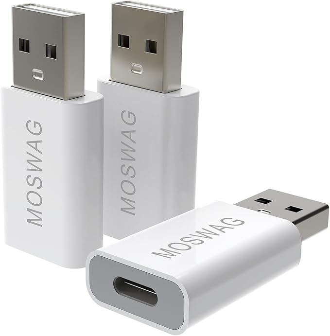 MOSWAG 3 Packs USB C Adapter USB C to USB Adapter USB Male to Type C Female Adapter Compatible with Apple MagSafe Charger,iMac,MacBook Pro,MacBook,Laptops,PC,Computers and More