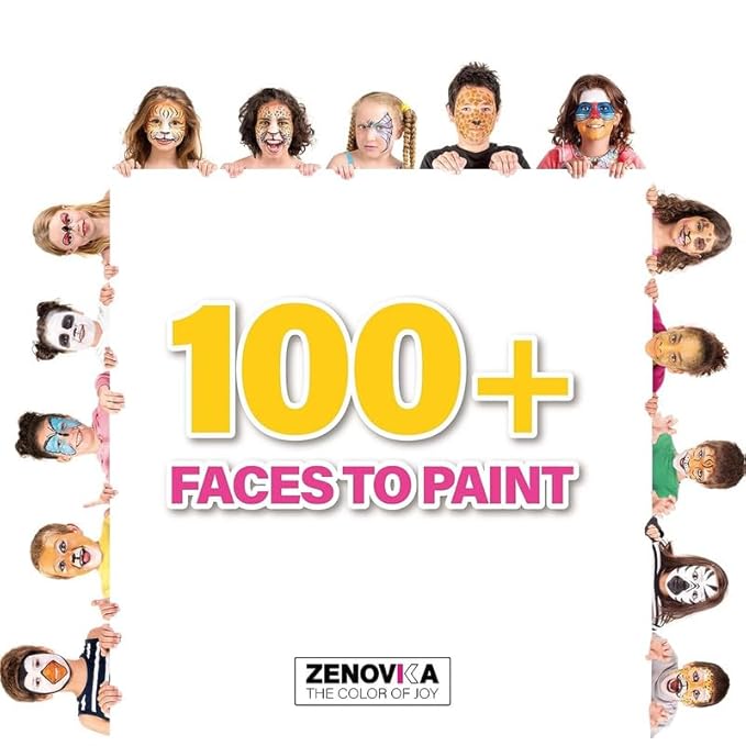 Face Painting Kit for Kids - Non-Toxic and Hypoallergenic Face Paint Kit with 24 Colors, Stencils, Book, and Professional Halloween Makeup Kit - Safe and Easy to Use Face Paint Kit for Kids