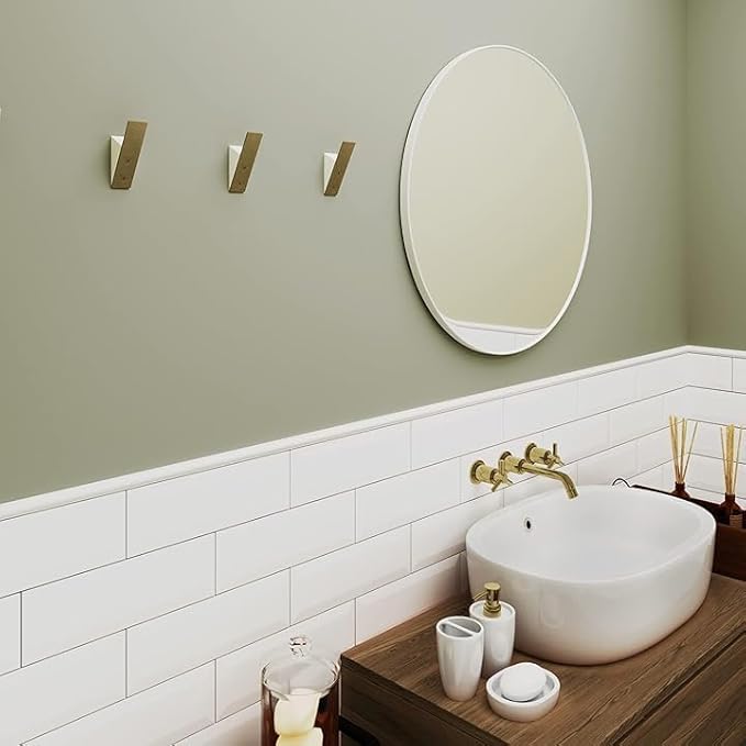 Homeforia Gold Wall Coat Hooks, High End White Wood & Gold Metal Wall Mounted Clothing Hook, Mid-Century Modern Clothes Hooks, Heavy Duty Wooden Hook for Hanging Coats, Hats, Towels & More, Set of 4