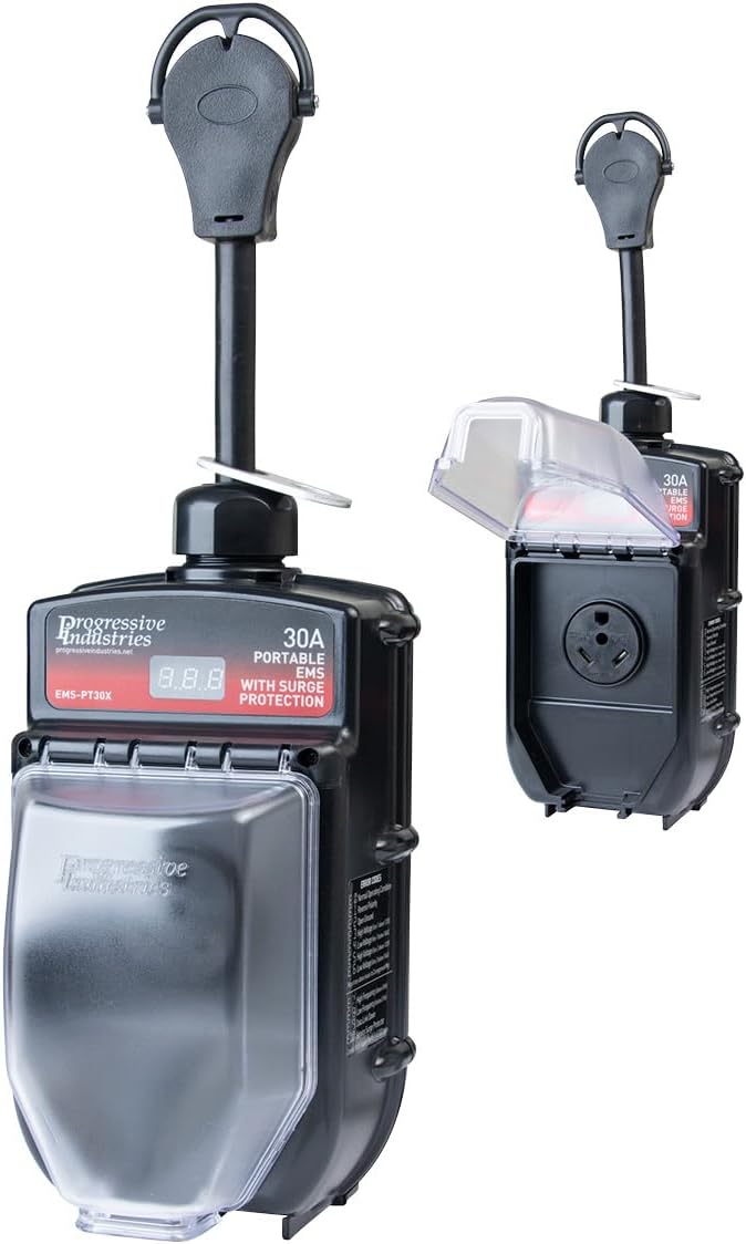 Progressive Industries EMS-PT30X Portable RV Surge Protector, Black, 30 Amp