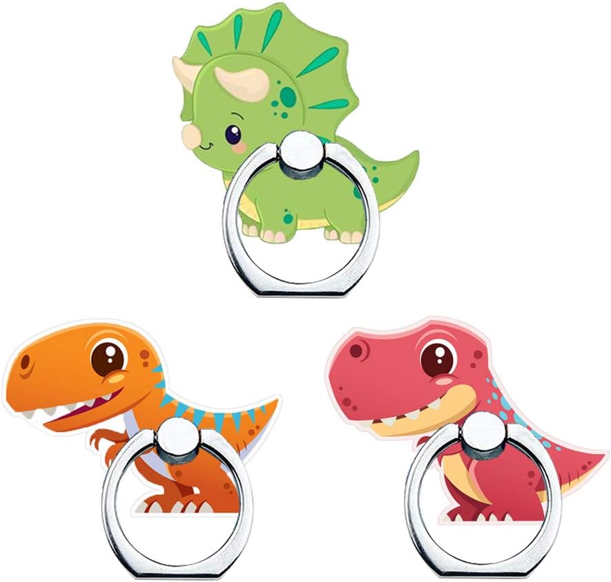 Phone Ring Holder Stand - 360 Rotation Finger Grip for Cellphones, 3 Pack Dinosaur Design