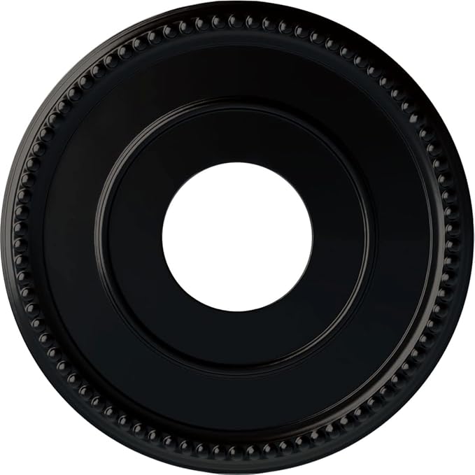 Ekena Millwork CM12BRBLF 12-1/2" x 3-7/8" x 3/4" Bradford Ceiling Medallion, Jet Black