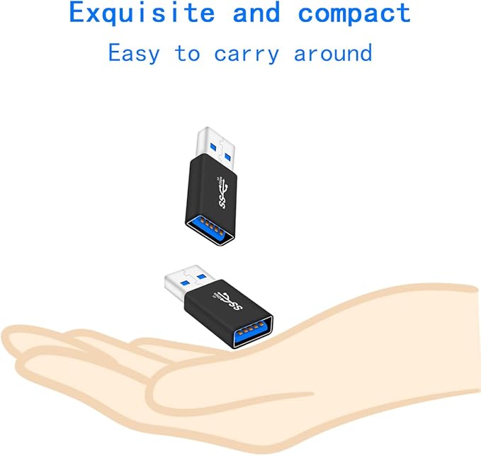 USB a male to a female adapor USB 3.0 Coupler Male to Female Type A Adapter Superspeed 5Gbps USB Port Extension Connector Bridge [4 Pack], Black