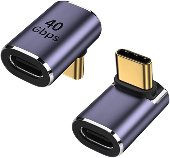 AuviPal 90 Degree Right Angle USB C Male to USB C Female Adapter, Up and Down USB Type C Adapter Extender for Steam Deck, ROG Ally, Switch, Notebook, PC, Tablet, Phone and More - 2 Pack