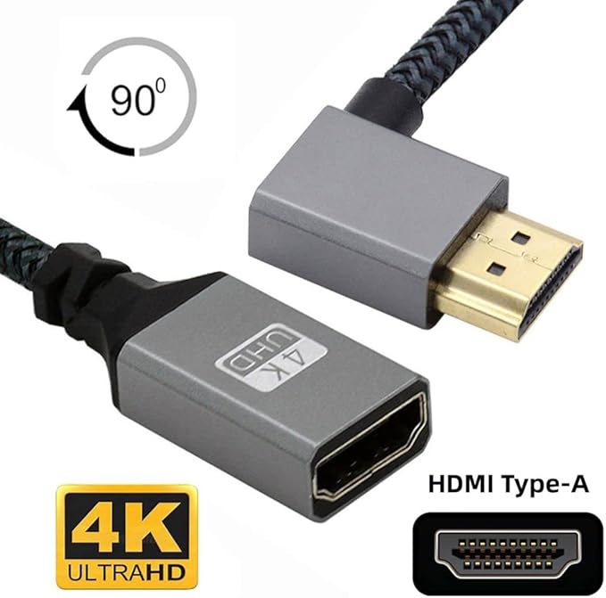 Chenyang HDMI 1.4 Cable,HDMI Type A Male to Female Extension Cable Connector 90 Degree Right Angled