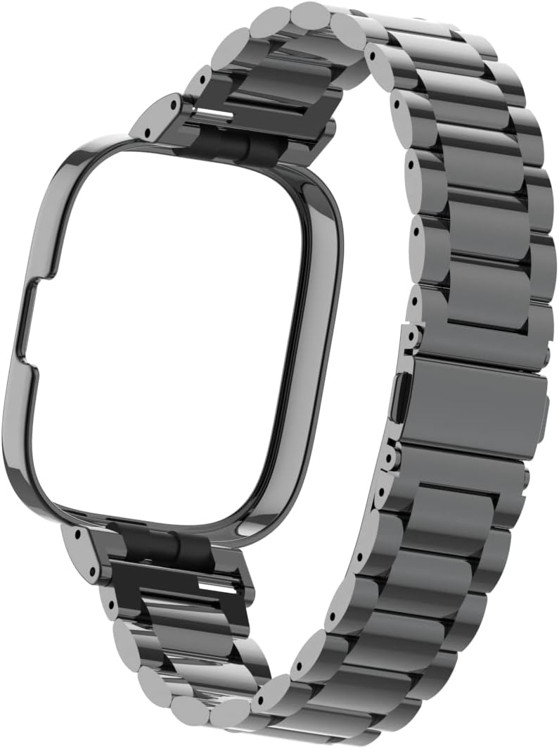 HOPMC Stainless Metal Frame and Steel Mesh Buckle, Classic Replacement Band for Redmi Watch 3 Strap