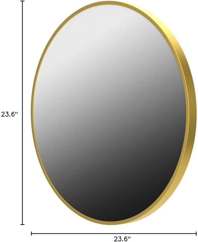 HARRITPURE 24 Inch Round Mirror, Gold Circle Bathroom Mirror, Modern Aluminum Alloy Frame Wall Mounted Vanity Mirror for Living Room, Bedroom, Entryway