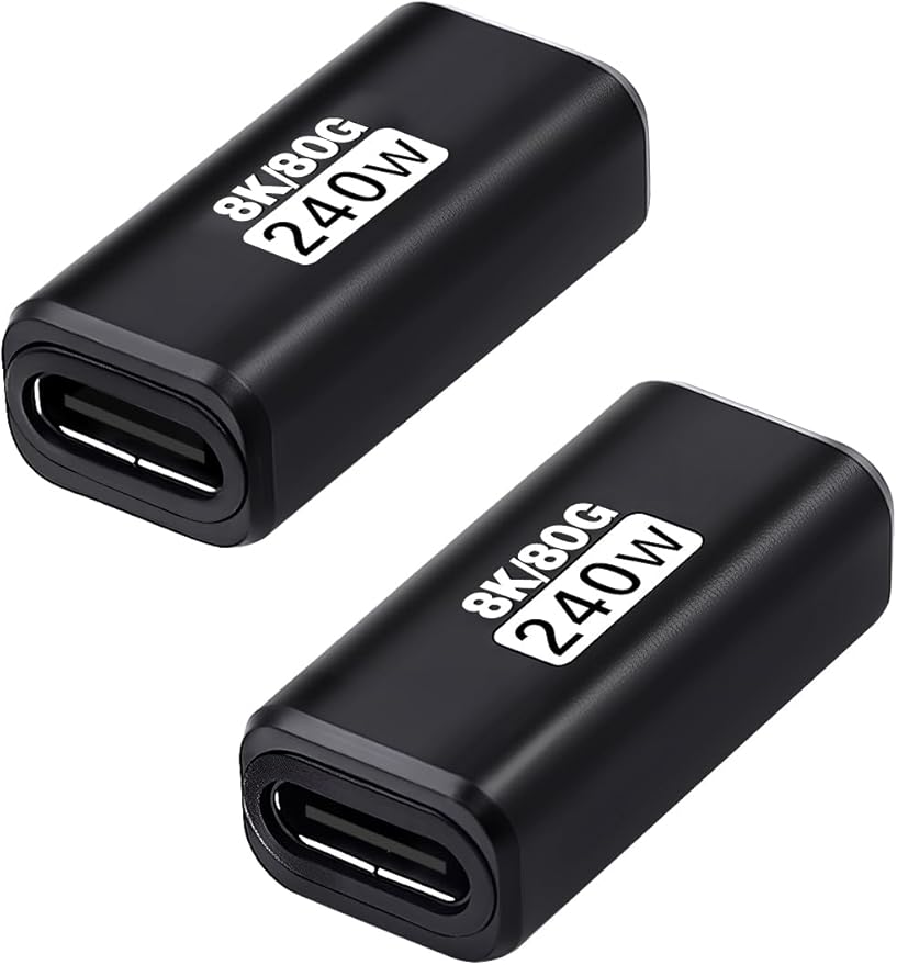 Duttek 80Gbps USB C Female to Female Adapter (240W Fast Charging and 8K@60Hz Video) USB C Coupler Bidirectional Converter for iPad, MacBook,Thunderbolt 5/4 and Type-C Devices (2Pack)