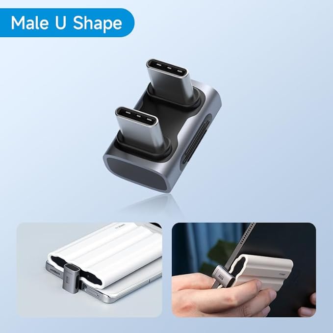 Hagibis 240W 40Gbps 8K USB C Adapter, USB-C Male to Male Adapter, USB4 Connecter for Thunderbolt 4/3, ROG Ally, Steam Deck, Switch, Dock, Mac, Tablet, iPhone 16 15 Pro Max (Male U Type)