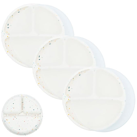 WeeSprout Silicone Divided Plates (With Lids), 100% Food Grade Silicone Divided Plates for Toddlers & Kids, Dishwasher & Microwave Safe
