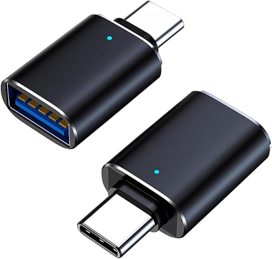 USB C Male to USB 3.0 Female Adapter, USB-C to USB-A Adapter [2-Pack] for Charging, 5Gbps Data Transfer and OTG - Black