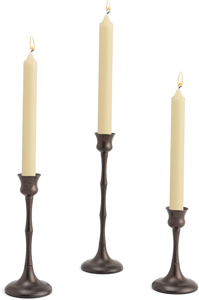 Candle Stick Candle Holder Set of 3 Metal Candlestick Holders Candle Stand Taper Candle Holders for Table Centerpiece Fireplace Mantle Decor, Ideal Gift for Wedding Thanksgiving Christmas Housewarming