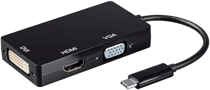 Monoprice USB Type-C to 4K HDMI, Single Link DVI, and VGA Passive Adapter,6in Cable Length, Black - Consul Series