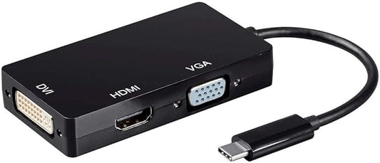 Monoprice USB Type-C to 4K HDMI, Single Link DVI, and VGA Passive Adapter,6in Cable Length, Black - Consul Series