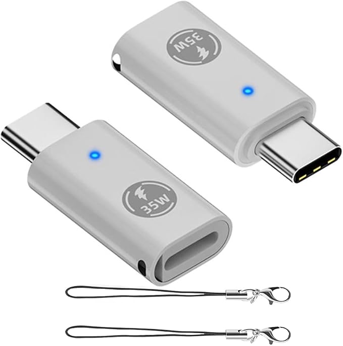 Lightning to USB-C Adapter (2-Pack), USB C Male to Lightning Female PD 35W Charging & Data Transfer - White