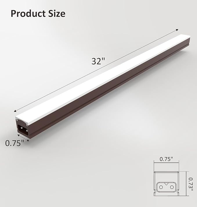 Under Cabinet Lighting Plug in, 32 Inch 1 Pc, Linkable AC120V 3CCT 3000K/4000K/5000K Ultra Slim, LED Under Cabinet Lights for Counter Light, Kitchen, Shelf, Sink, Workshop, Desk, Bronze