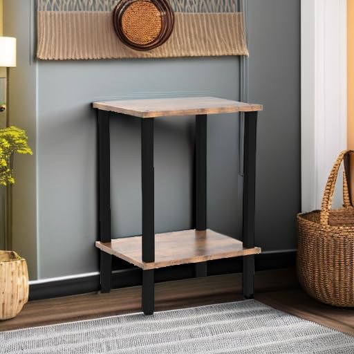 TUTOTAK End Table, Set of 2, Side Table, Nightstand, 2-Tier Storage Shelf, Sofa Table for Small Space, Living Room, Bed Room TB01BB035