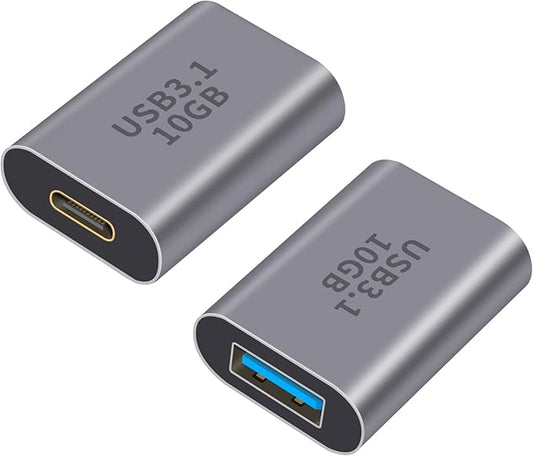 Poyiccot 10Gbps USB C Female to USB Female Adapter, 2-Pack Bi-Directional USB 3.1 Gen2 Type-C to Type-A Converter OTG Adapter Compatible with iPhone, MacBook Pro, Laptop
