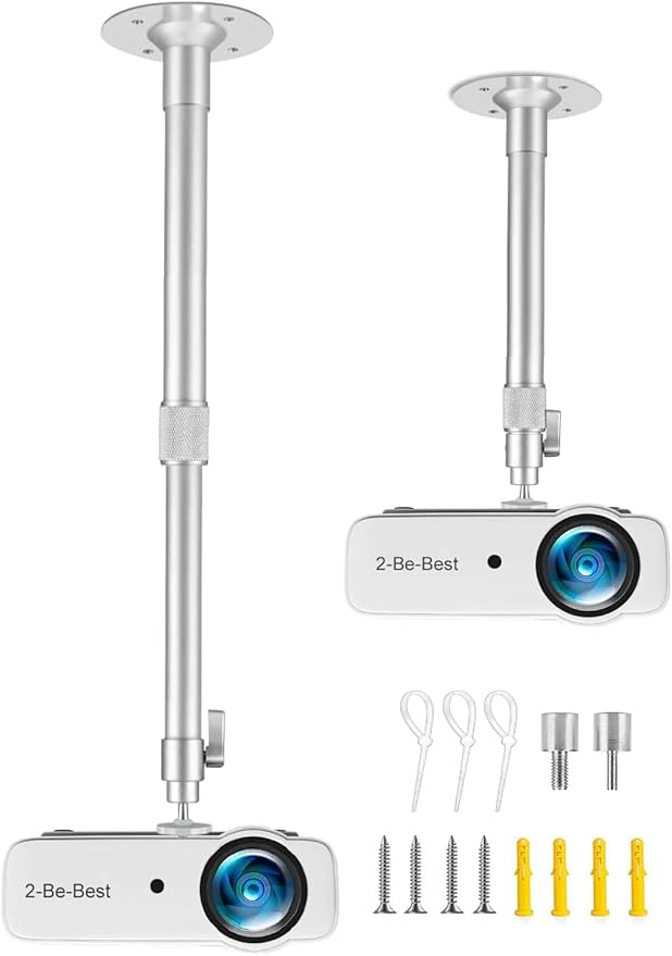 2-Be-Best Projector Mount Longer Length 15-31in / 40-80cm Projector Ceiling Mount 360° Rotatable Drop Ceiling Projectors Mounts Adjustable High Profile Projectors Bracket