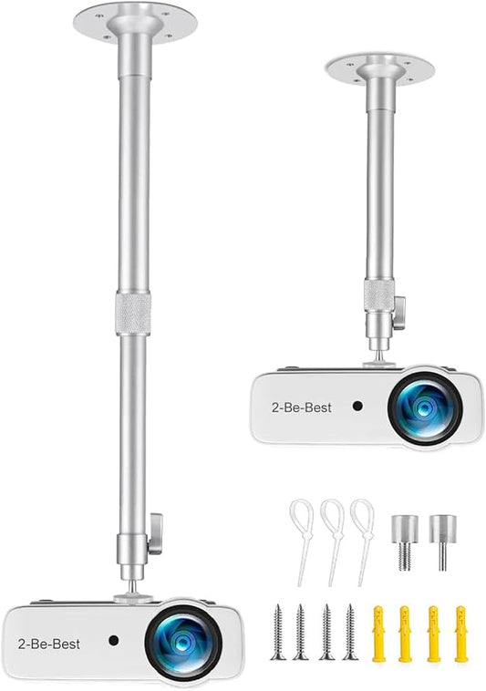 2-Be-Best Projector Mount Longer Length 15-31in / 40-80cm Projector Ceiling Mount 360° Rotatable Drop Ceiling Projectors Mounts Adjustable High Profile Projectors Bracket