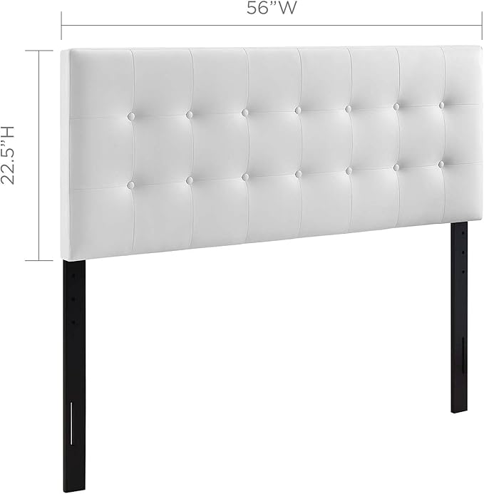 Modway MOD-5173 Emily Tufted Button Faux Leather Upholstered Full Headboard in White