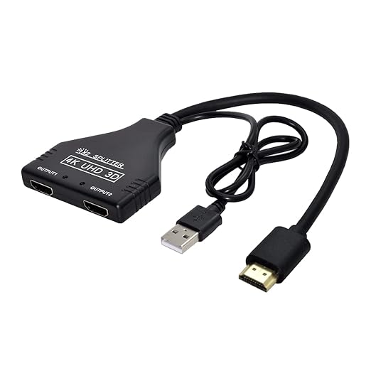 ChenYang HDMI 1.3 Splitter Adapter, HDMI 1 Male to 2 Female Splitter Switch Extension Cable with Power 0.65FT/20cm