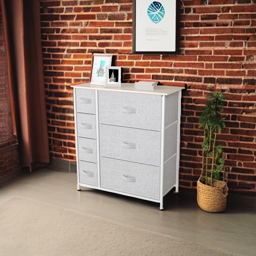 YITAHOME Dresser with 7 Drawers - Fabric Storage Tower, Organizer Unit for Living Room, Hallway - Sturdy Steel Frame, Wooden Top & Easy Pull Fabric Bins