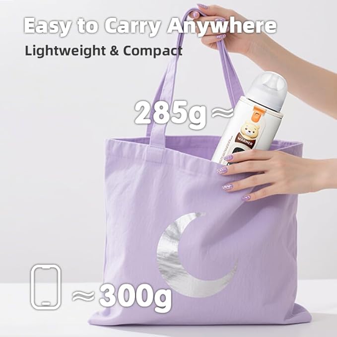 Portable Bottle Warmer for Breastmilk & Formula, Baby Rapid Milk Warmer, Accurate Temperature Control, Retain Nutrients Baby Essentials for Home and Outing(with Charger)
