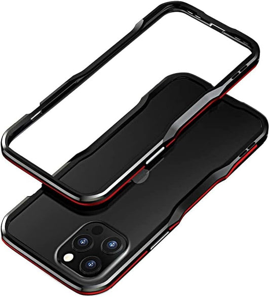 HENGHUI Aluminum Bumpers Bumper Case for iPhone 13, Shock Absorbent Slim Cool Design, Black+Red Metal Frame Cover