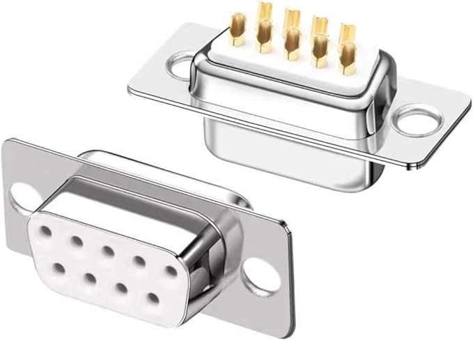 10PCS DB9 RS232 D-SUB Serial Solder Cup Connectors, Gold Plated Joints RS232 Serial Port 9 Pin D Sub Couplers(Male x 5, Female x 5)