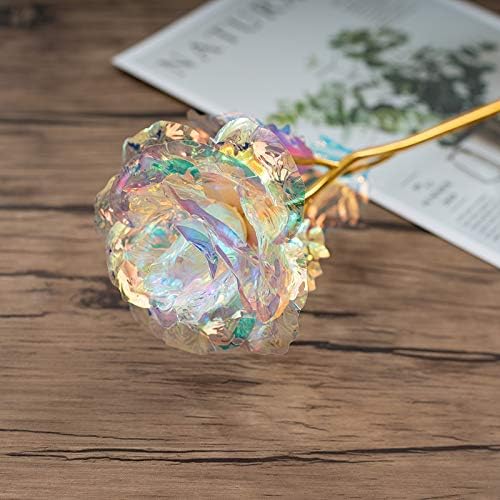 20PCS Artificial Colorful Flowers Galaxy Rose Crystal Flower Glass Rose Gifts for Wedding, Mother' s Day Memorable Days, Color A