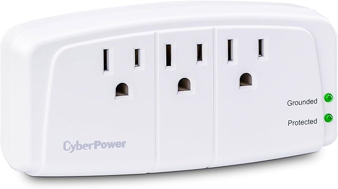 CyberPower CSB300W Essential Surge Protector, 900J/125V, 3 Outlets, Wall Tap