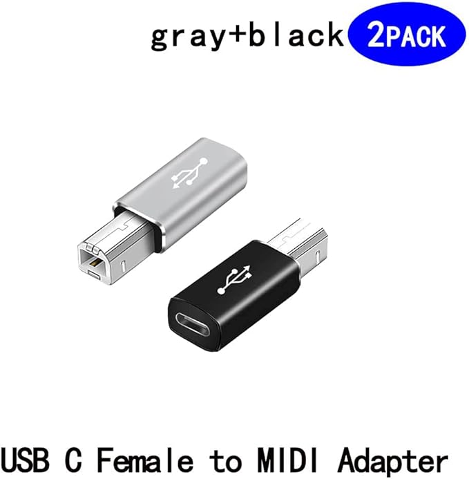 USB C Female to Printer Male USB B Convert Adapter Type C to MIDI Connector for Printer MIDI Electric Piano &Type-C Device/Laptop 2pcs