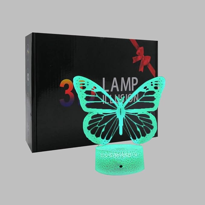 Butterfly Night Light, Birthday Gift for Girls 3D Illusion Lamp Kids Bedside Lamp with 16 Colors Changing Remote Control Butterfly Toys Girls Gifts