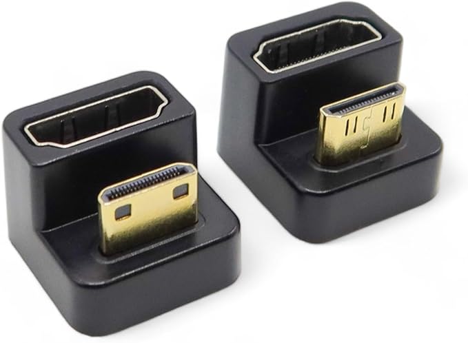 Kado 180 Degree Mini HDMI to HDMI 4K 60Hz Adapter U Shaped Mini HDMI Male to HDMI Female Extender Converter for Portable Monitor, Laptop, Tablet, Camera and Projector (Dual Combo Up Down Angle)