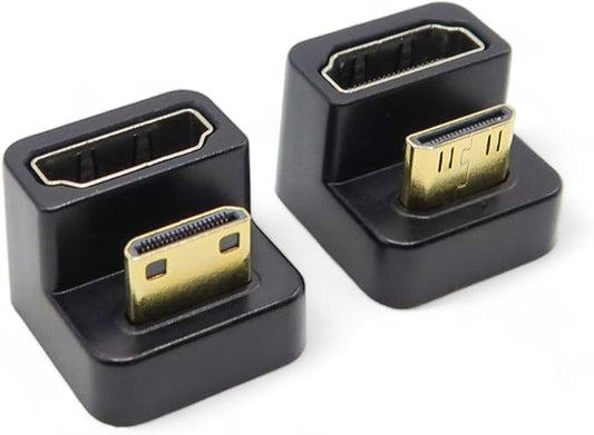Kado 180 Degree Mini HDMI to HDMI 4K 60Hz Adapter U Shaped Mini HDMI Male to HDMI Female Extender Converter for Portable Monitor, Laptop, Tablet, Camera and Projector (Dual Combo Up Down Angle)