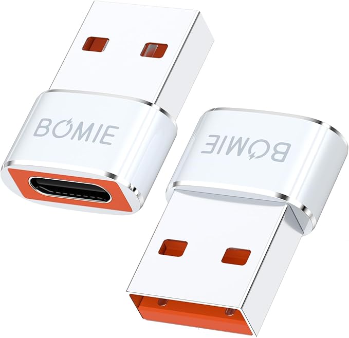 BOMIE USB to USB C Adapter 2 Pack,PD27W/66W QC100W Fast Charging 480Mbps Data Transfer,USB C to USB A Charger Cable Converter for M-acBook,Phone 15/16/17 Pro Max,Pad Pro,A-irpods,G-alaxy,X-peria White