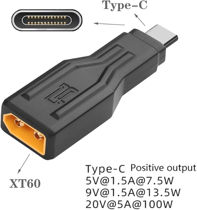 2Pcs XT60 Male to Type C Male Adapter USB C to XT60 Connector Connection USB C Cable USB C Charger Suitable for Laptop, Model, Energy Storage Power Supply, Cell Phone, Monitor Power Supply
