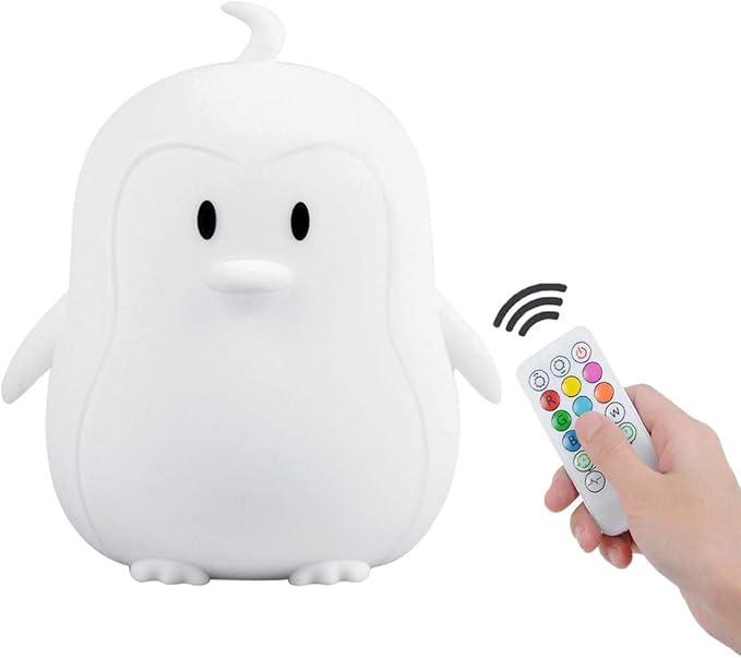 Night Light for Kids Silicone Penguin Night Light 9 Colors Baby Light Bedside Lamp Rechargeable Remote LED Children Night Light for Toddlers/Boys/Girls/Adults/Bedroom/Bathroom/Outdoor