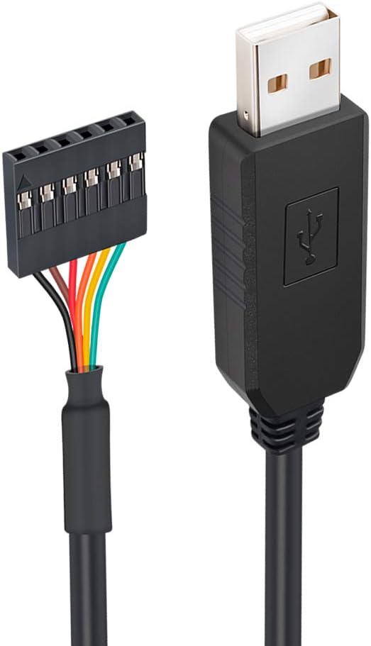 DTECH USB to TTL Serial 5V Adapter Cable with FTDI FT232RL Chip 6 Pin 0.1 inch Pitch Female Socket Header UART IC Windows 11 10 8 7 Linux MAC OS (6ft, Black)