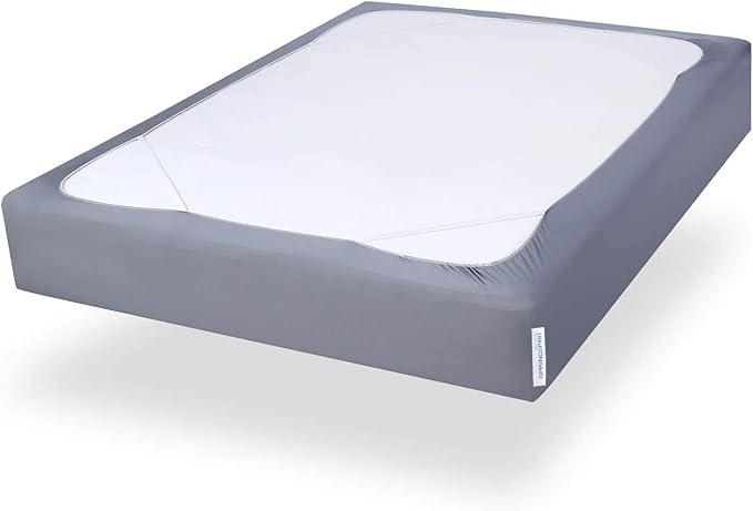 Box Spring Cover Queen Size, Alternates for Bed Skirt, Smooth and Elastic Woven Material Wrap Around 4 Sides of The Box Spring, Wrinkle & Fading Resistant, Washable, Dustproof, Grey, 10 Pack