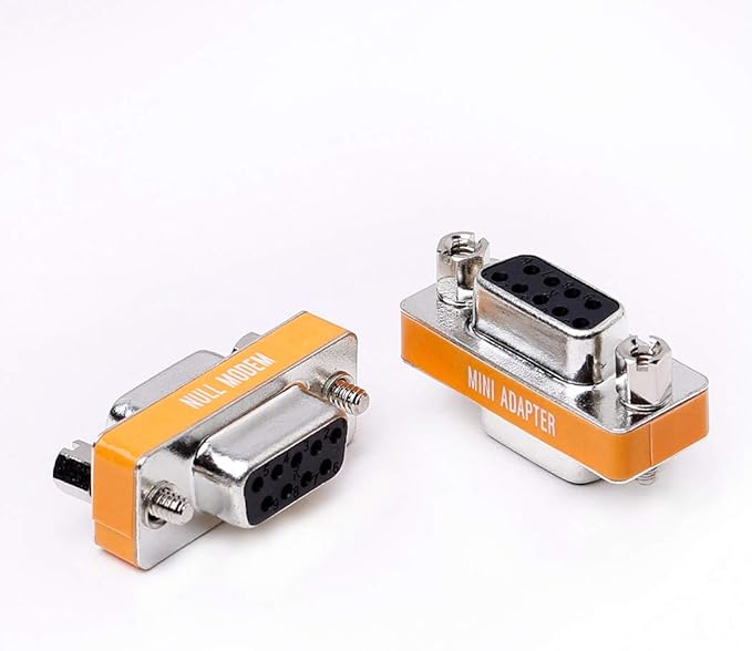 DB9 Null Modem Female to Female Slimline Data Transfer Serial Port Adapter 2 Pack