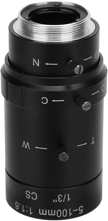 Zoom Camera Lens, 1.3MP Zoom CCTV Lens CS Mount Manual Aperture 5-100mm Aluminum Alloy Low Distortion High