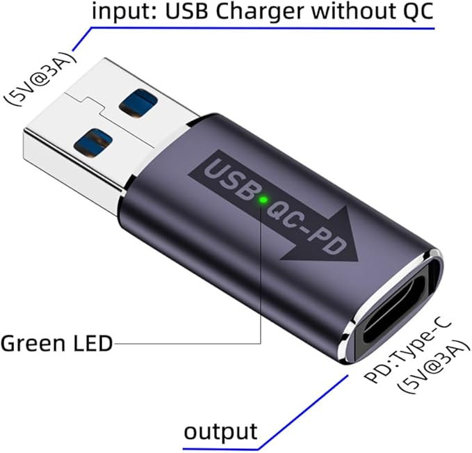 NFHK 2pcs/lot USB 2.0 A Male QC to PD USB-C Type C Female 5Gbps Data Power Adapter for Laptop Tablet Phone