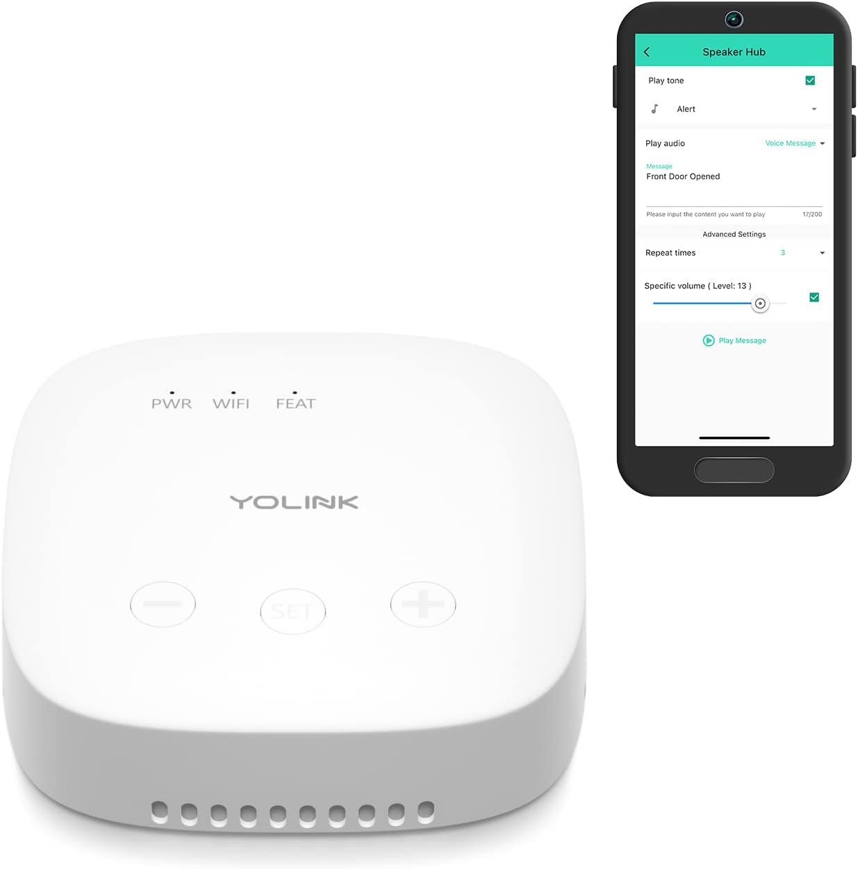 YoLink SpeakerHub, Smart Home Speaker Hub, Plays Tones/Alarms, Text-to-Speech Custom Messages, Voice Announcements,
